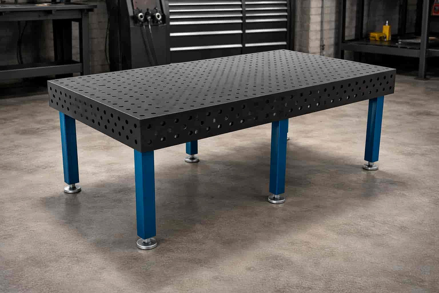 Imagen 1 del producto Mesa de soldar 750×3000 mm, tapa 8mm, laterales 100mm (2.5mm), costillas 2×7, altura 100mm (6.32mm)